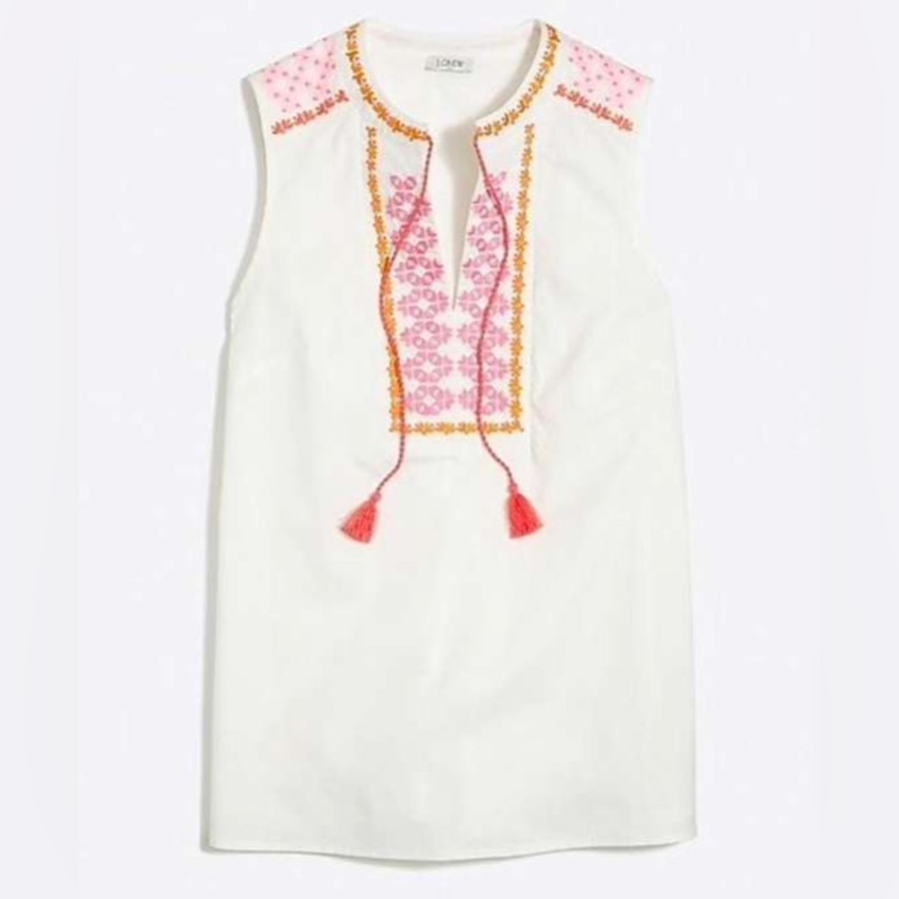 J.Crew Embroidered White Tassel Tank, Pink & Orange Floral Top 10